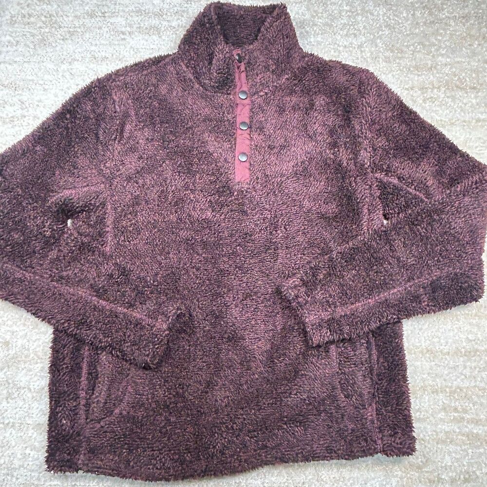Montfort Pullover Womens S Sherpa Snap Quarter Pullover Cozy Fleece‎ Burgundy